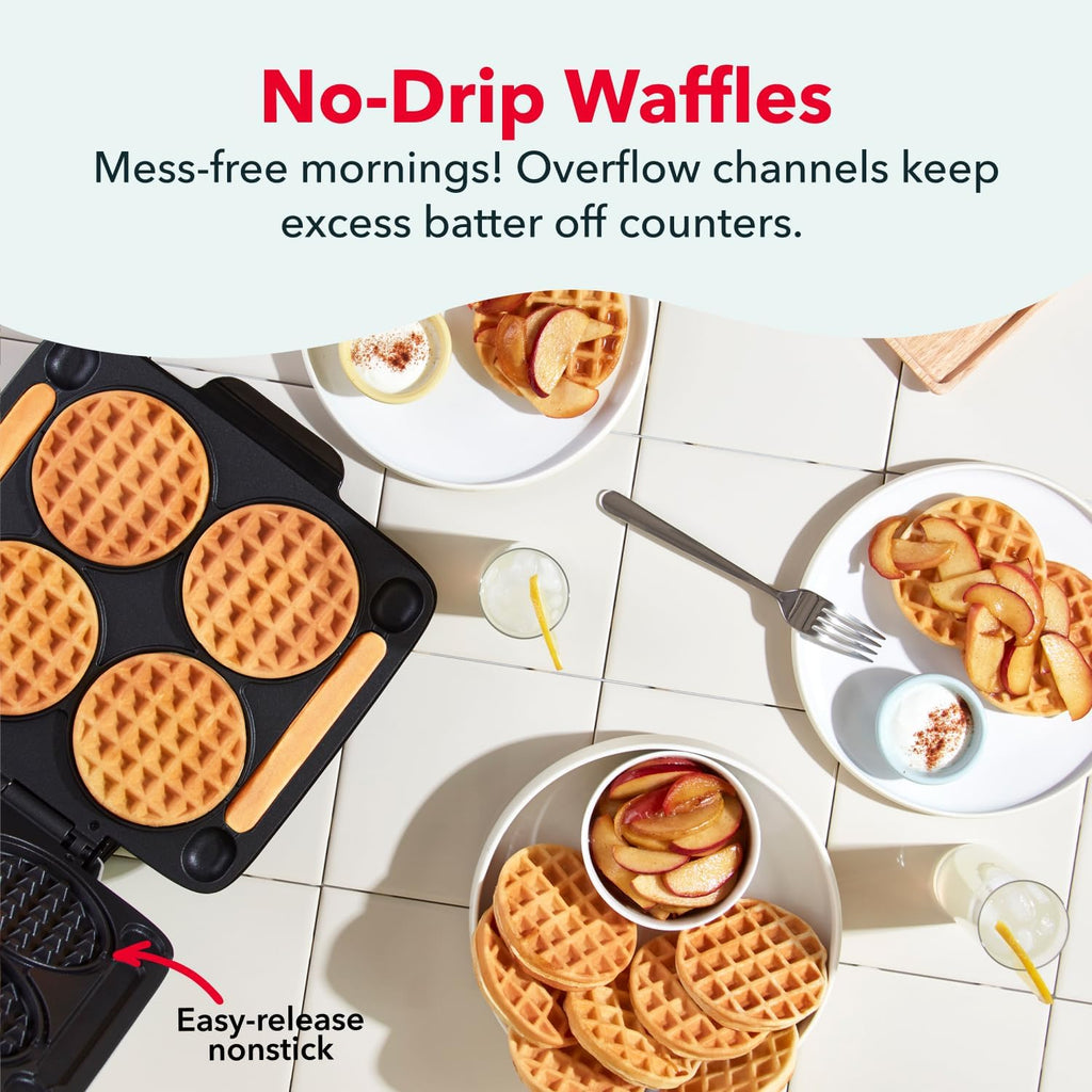 Dash Multi Mini Waffle Maker, Makes 4 Waffles at Once, Graphite