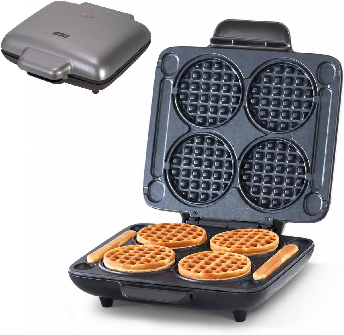 Dash Multi Mini Waffle Maker, Makes 4 Waffles at Once, Graphite