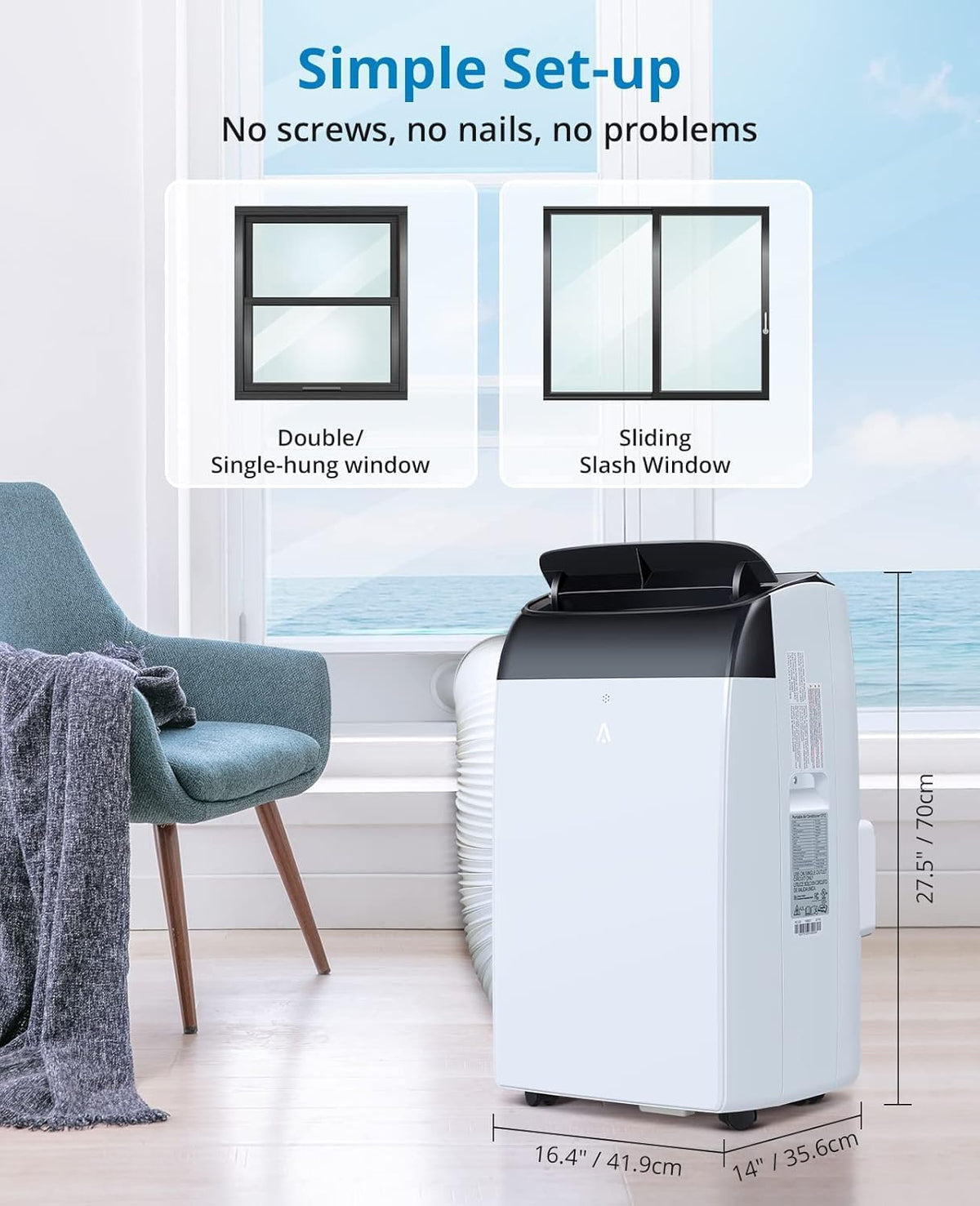 Garvee 3-in-1 Portable Air Conditioner, 14000 BTU (10200 BTU SACC) AC Unit