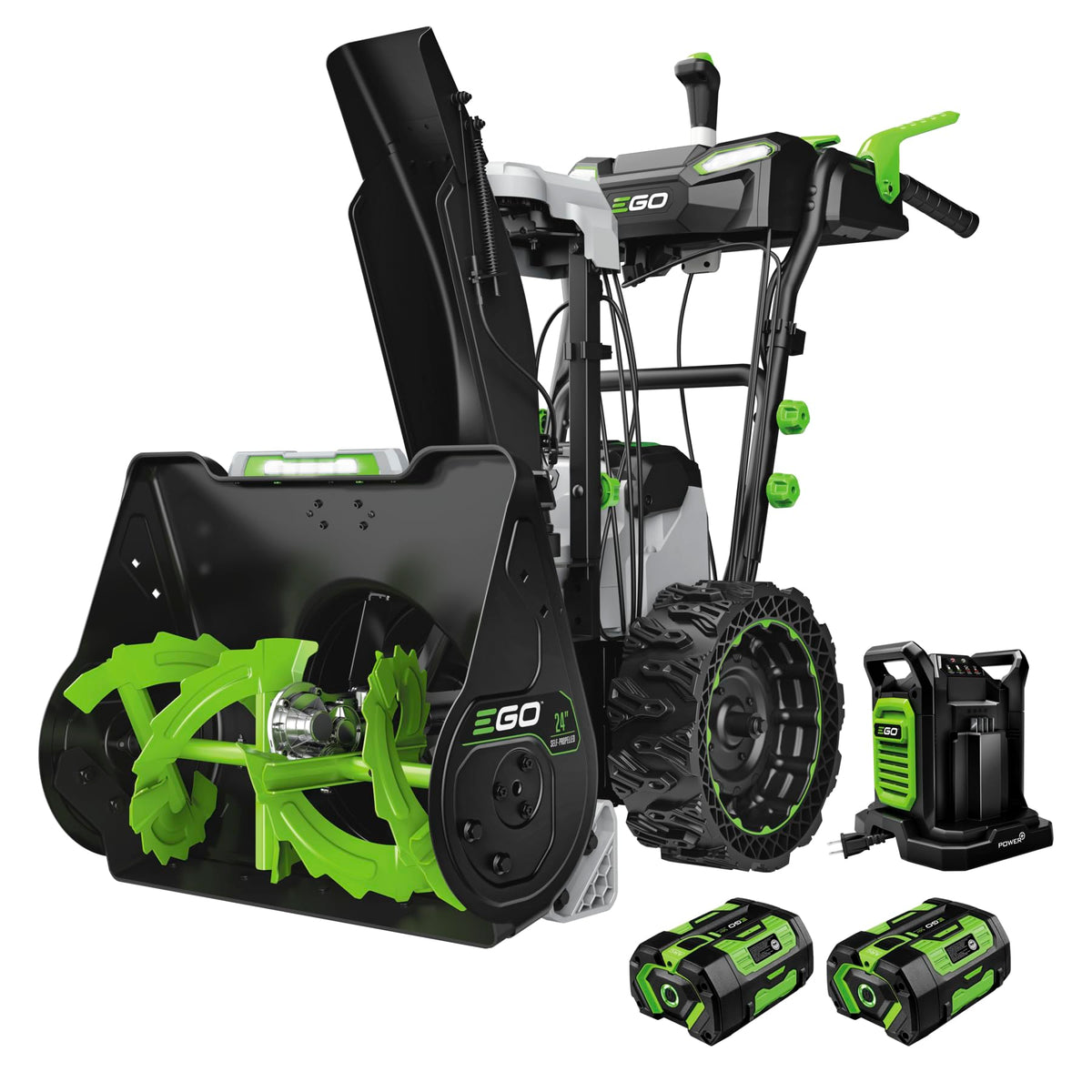 EGO Power+ 21" Electric Snow Blower, Gray/Black, Cordless Steel Auger, Includes (2) 56V 5.0Ah Batteries and Dual Port Charger, SNT2112