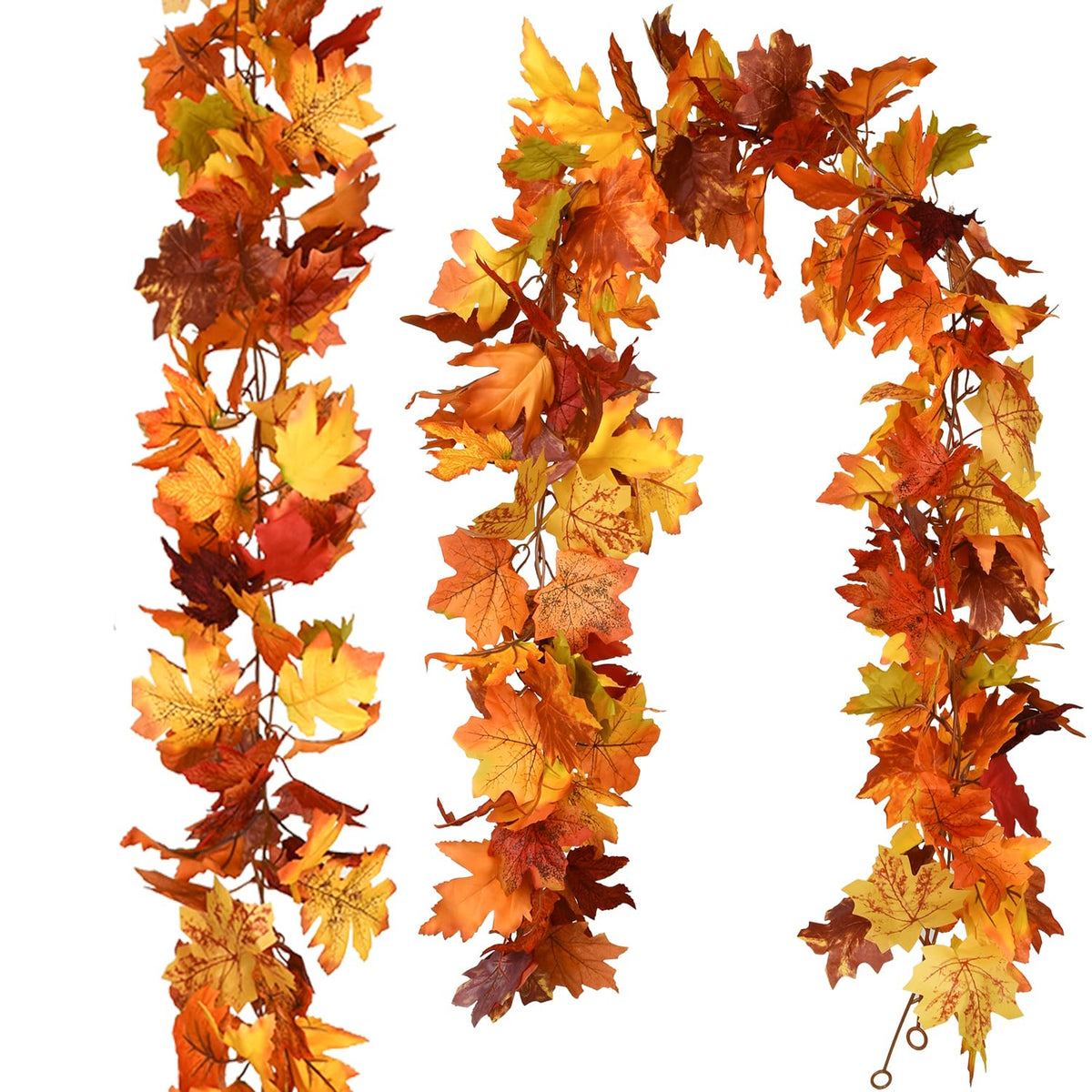 DearHouse 2 Pack Fall Garland Maple Leaf, 5.9Ft/Piece Hanging Vine Garland Artificial Autumn Foliage Garland Thanksgiving Decor for Home Wedding Fireplace Party Christmas (Green)