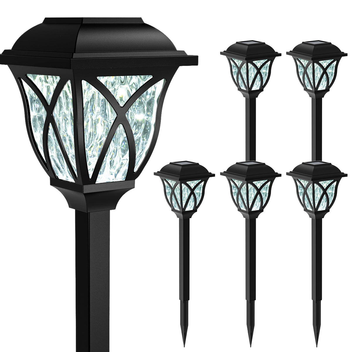 GIGALUMI 6 Pack Solar Lights Outdoor Waterproof, LED Solar Garden Lights