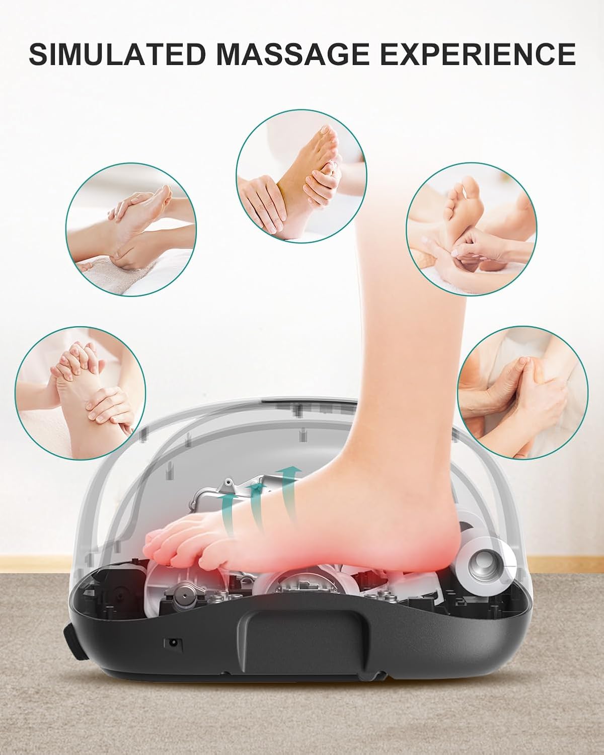 Nekteck Foot Massager with Heat, FSA Eligible Shiatsu Foot and Calf Massager with Air Compression, APP & Panel Control, Rolling, Vibration and Heat, Foot Massage Machine for Home Relaxation