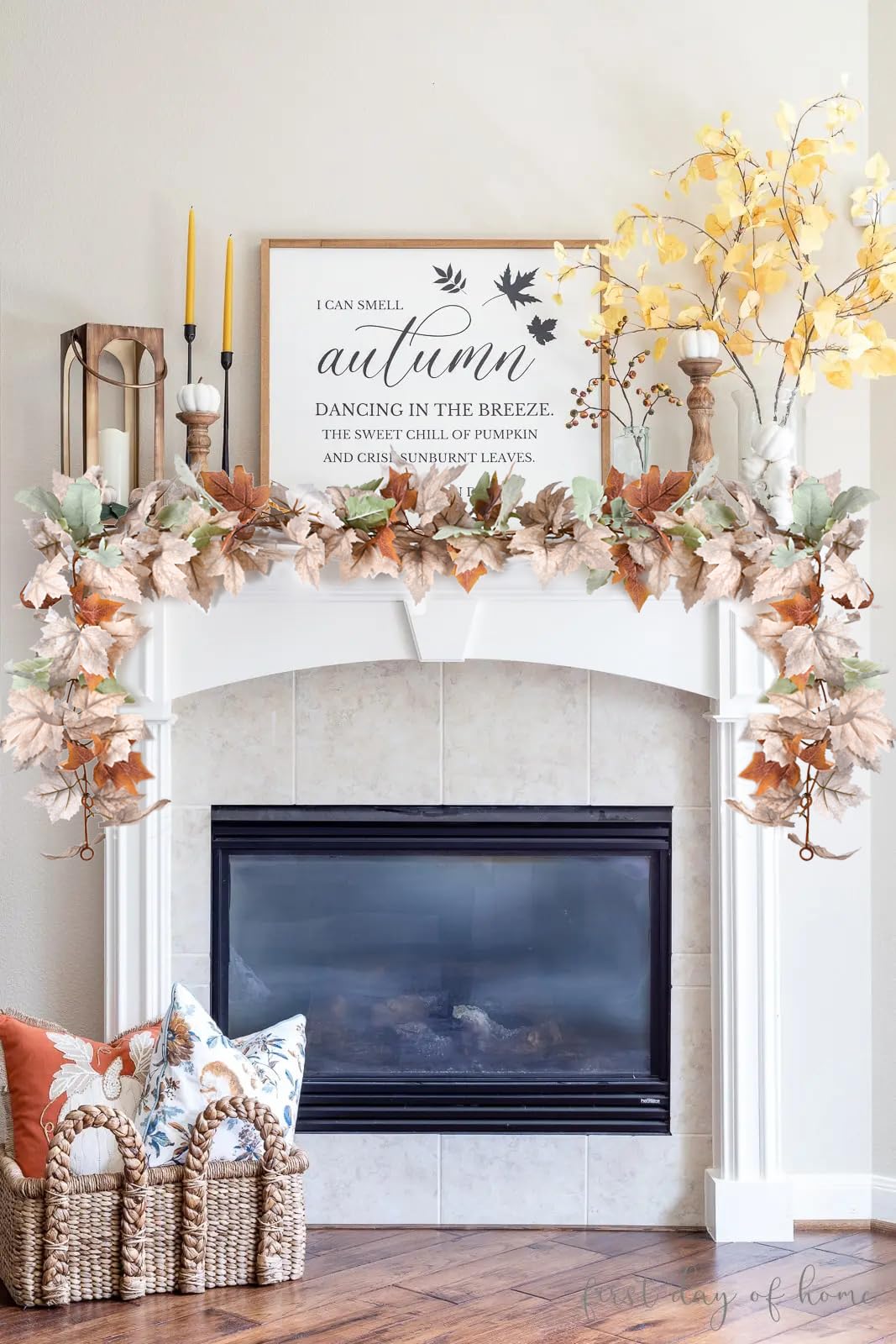 DearHouse 2 Pack Fall Garland Maple Leaf, 5.9Ft/Piece Hanging Vine Garland Artificial Autumn Foliage Garland Thanksgiving Decor for Home Wedding Fireplace Party Christmas (Green)