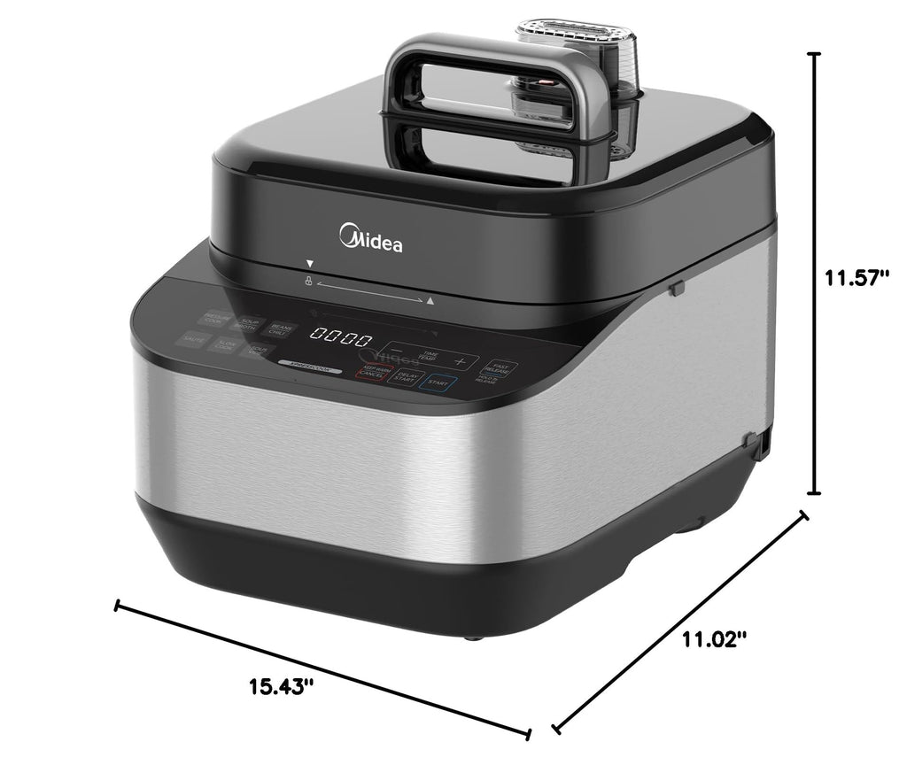 Midea 12-in-1 Electric Pressure Cooker, 6 Quarts, 12 Presets, Multi-Functional Programmable Slow Cooker, Rice Cooker, Steamer, Sauté Pan, Yogurt Maker, and More, Stainless Steel