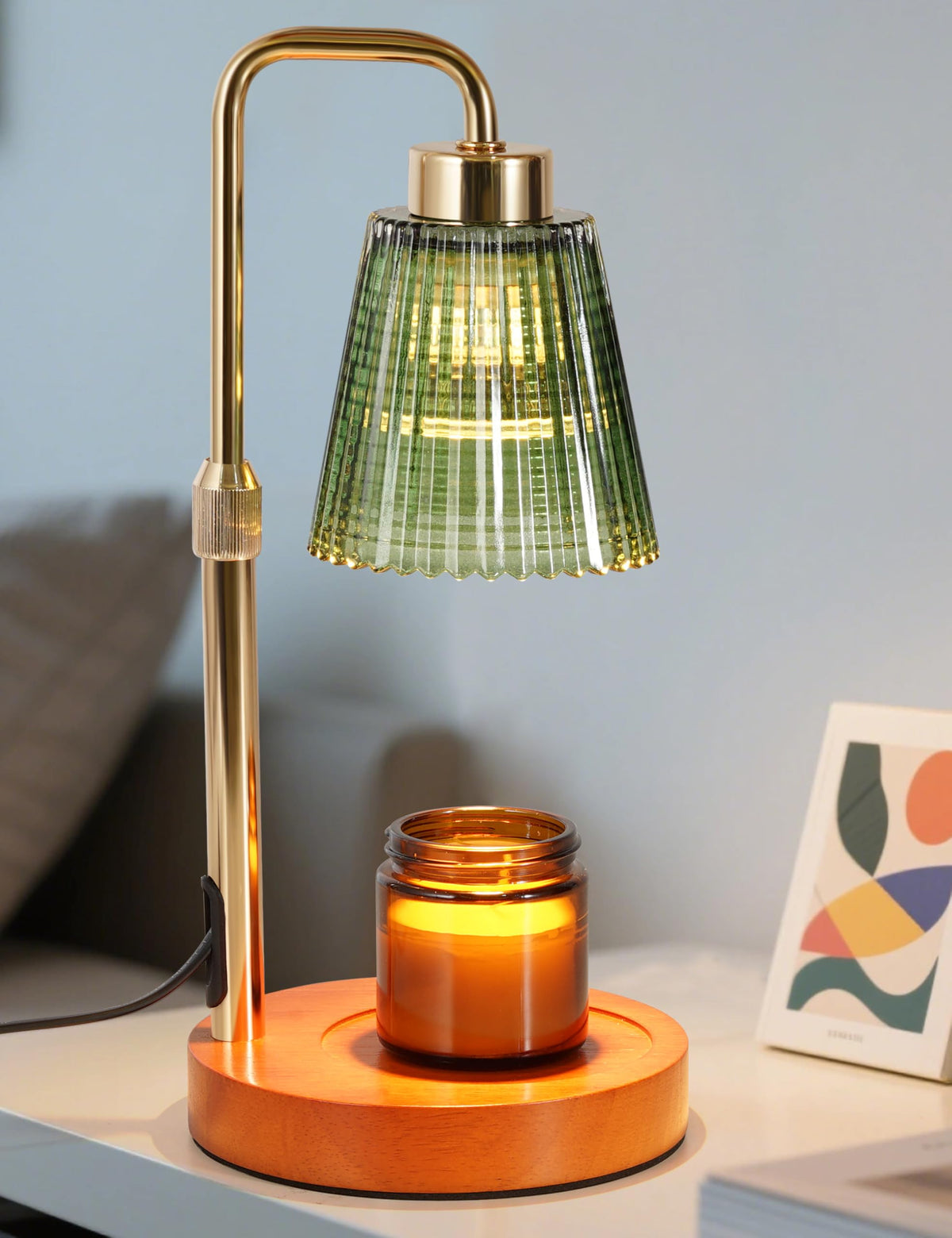 Gold Candle Warmer Lamp with 24h Cycle Timer, Dimmable Wax Melt Warmer