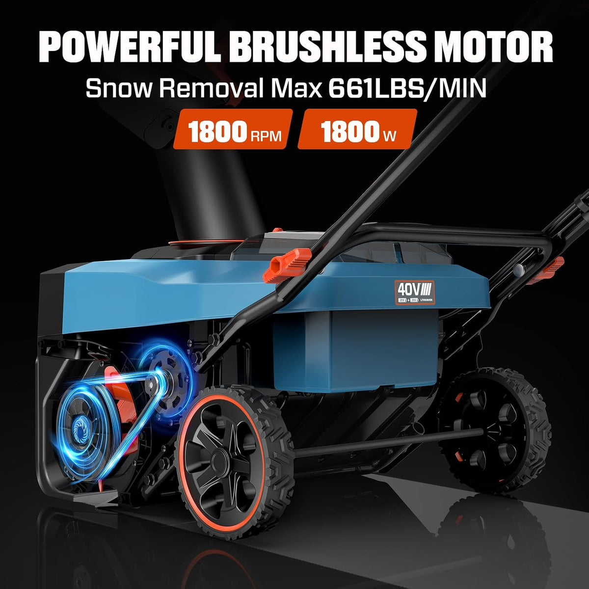 SENIX 40V 21-Inch Cordless Snow Blower with Variable-Speed Steel Auger