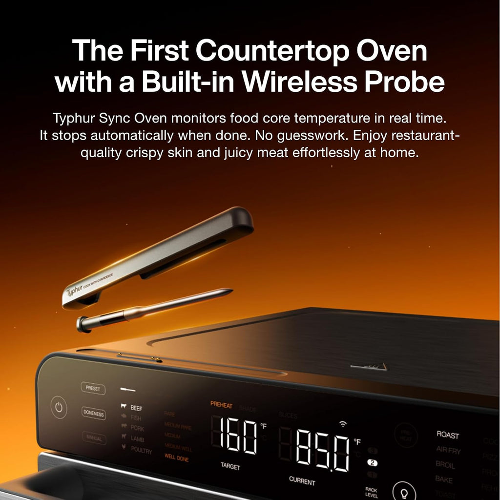 Typhur Sync Air Fryer Oven, Smart AI Wireless Probe, 360° Turbo Convection