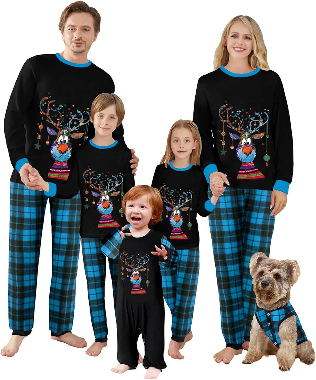 OAKFashion Christmas Family Pajamas Holiday Christma Pajama Family Matching Pjs Set Sleepwear Xmas Jammies