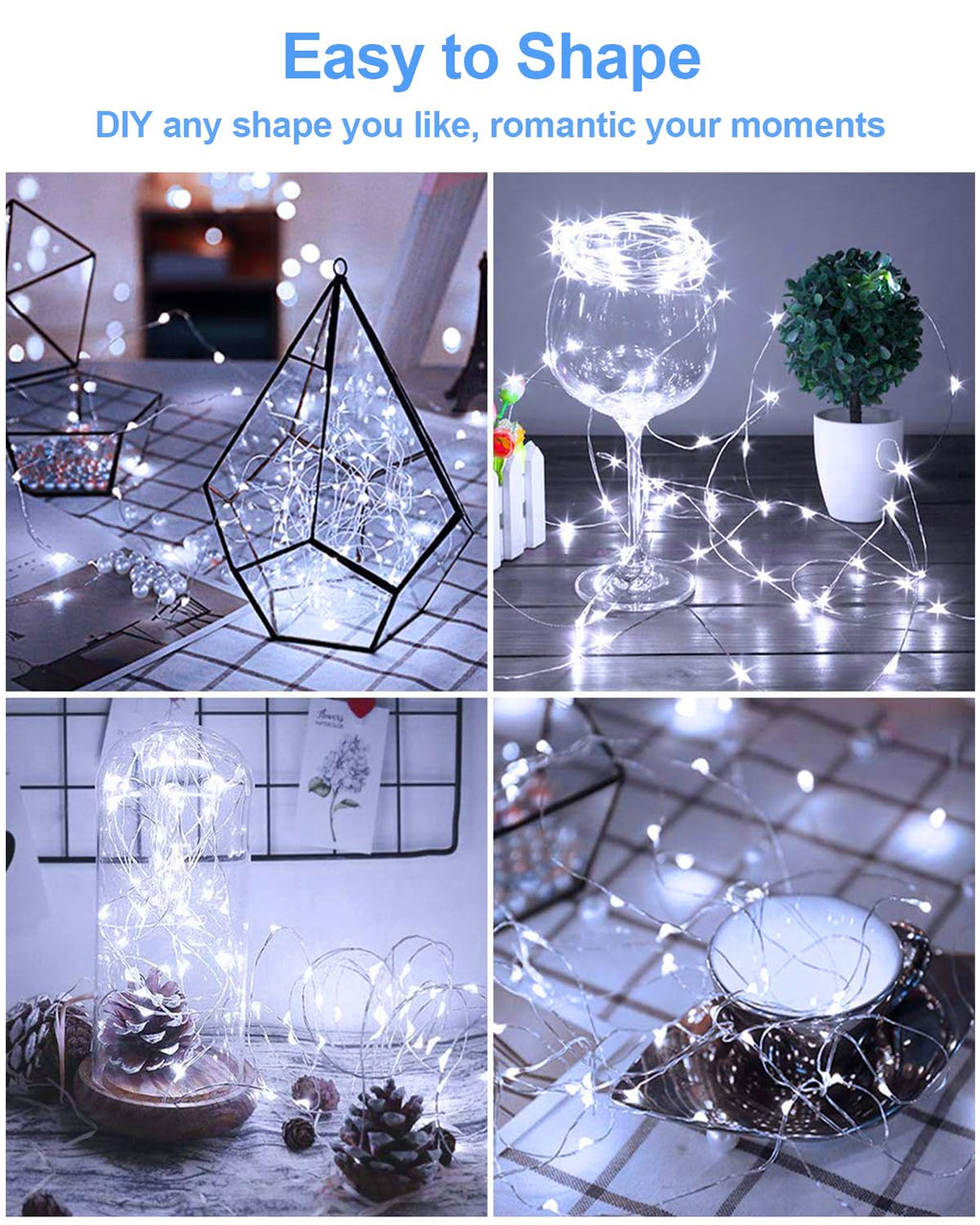 20 Pack Fairy Lights Battery Operated, 3.3ft 20 LED Mini String Lights Twinkle Lights Copper Wire Firefly Starry Lights for Mason Jars Wedding Party Christmas Centerpiece Table Decorations, Warm White