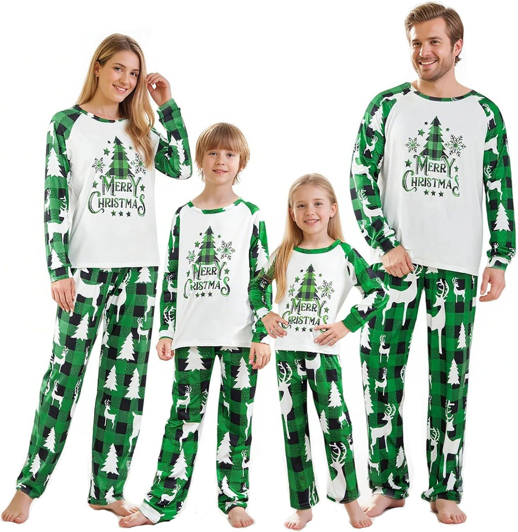 OAKFashion Christmas Family Pajamas Holiday Christma Pajama Family Matching Pjs Set Sleepwear Xmas Jammies