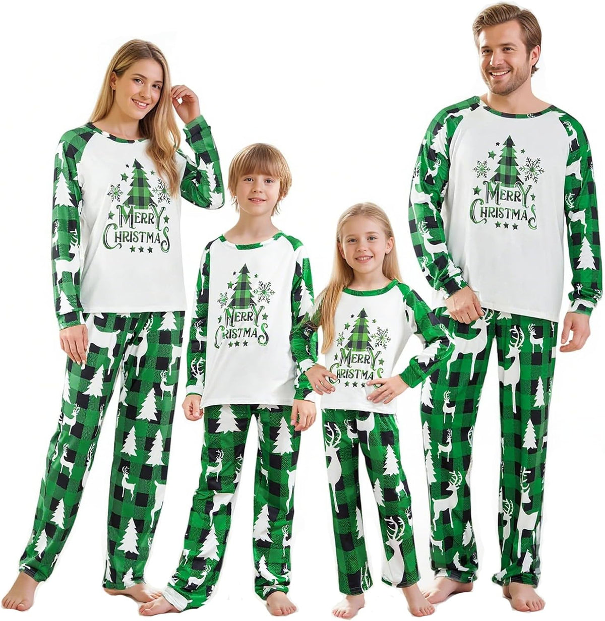 OAKFashion Christmas Family Pajamas Holiday Christma Pajama Family Matching Pjs Set Sleepwear Xmas Jammies