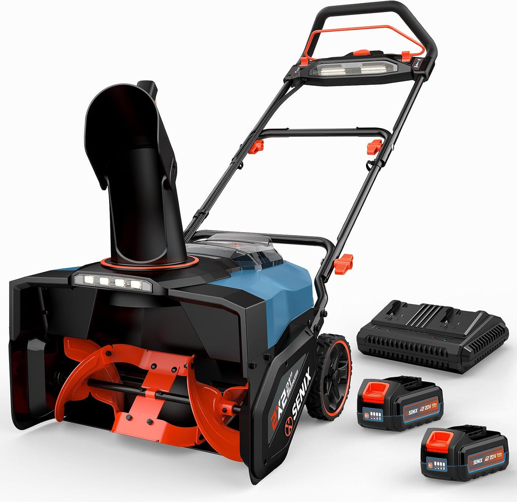 SENIX 40V 21-Inch Cordless Snow Blower with Variable-Speed Steel Auger