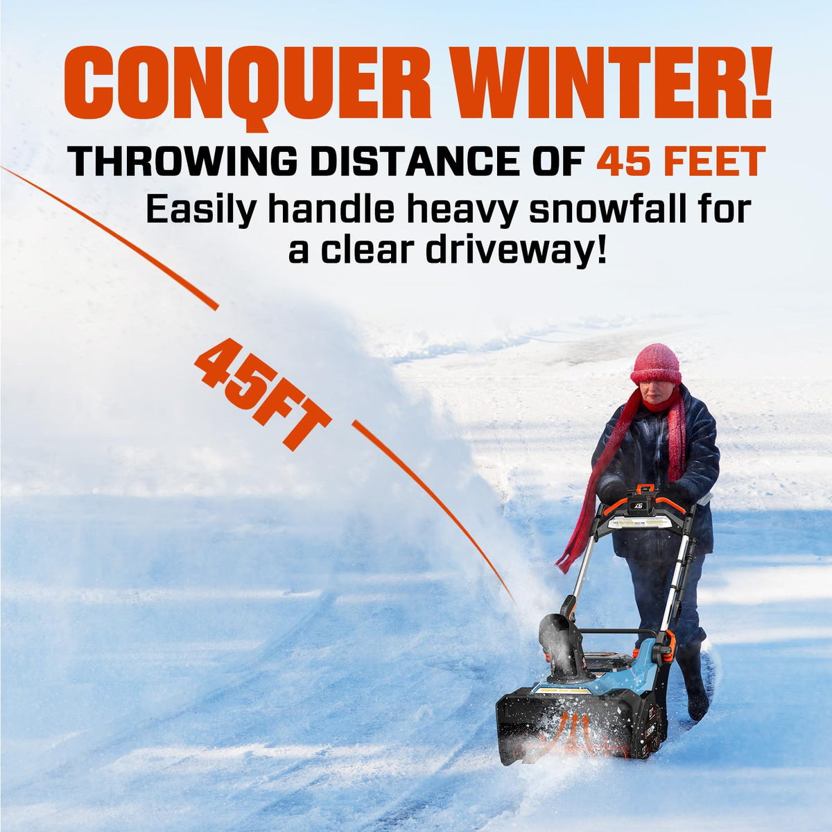 SENIX 40V 21-Inch Cordless Snow Blower with Variable-Speed Steel Auger