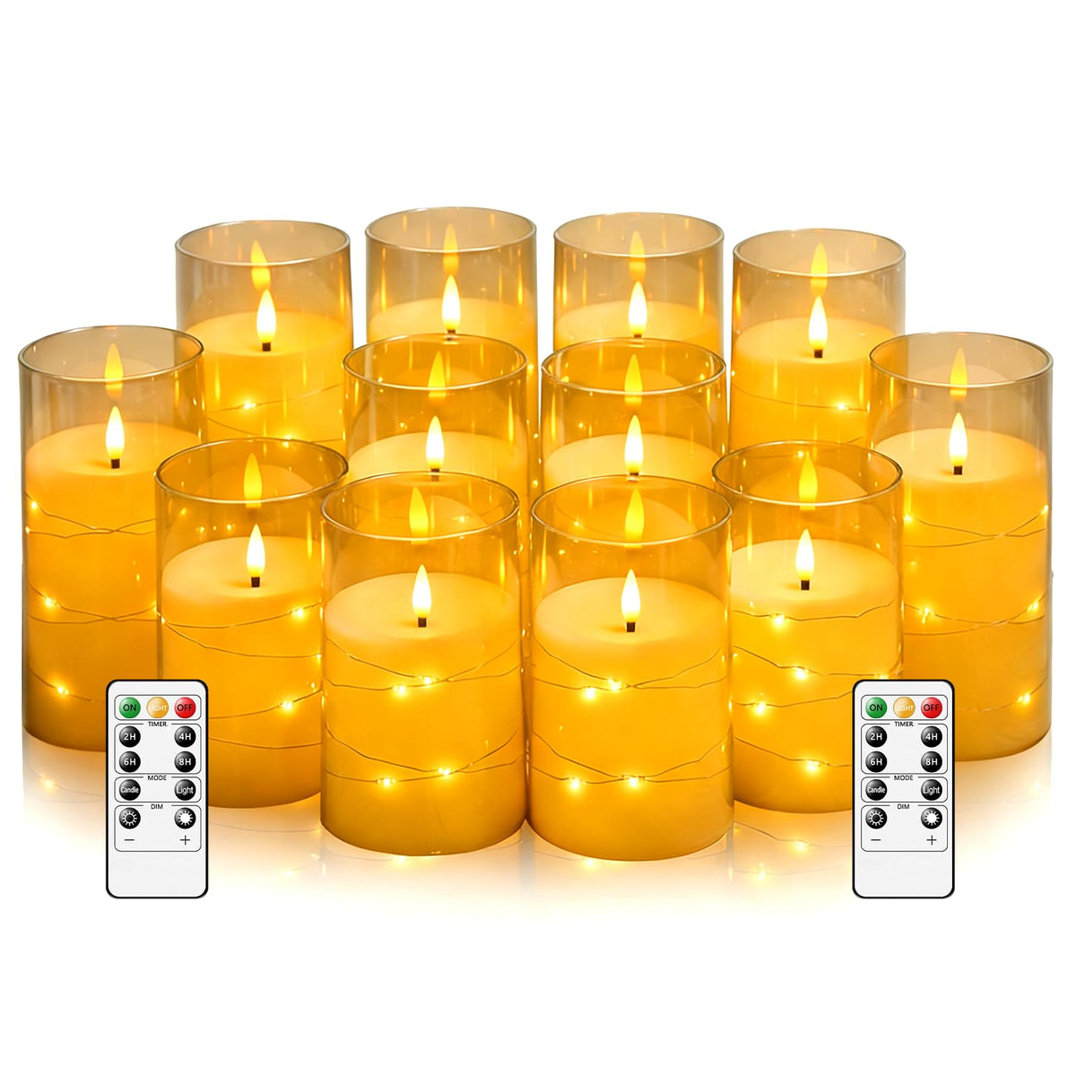 kakoya Flameless LED Candles with Timer 5 Pc Flickering Flameless Candles for Romantic Ambiance and Home Decoration Stable Acrylic Shell,with Embedded Star String，Battery Operated Candles（Grey）