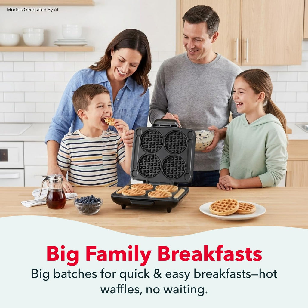 Dash Multi Mini Waffle Maker, Makes 4 Waffles at Once, Graphite
