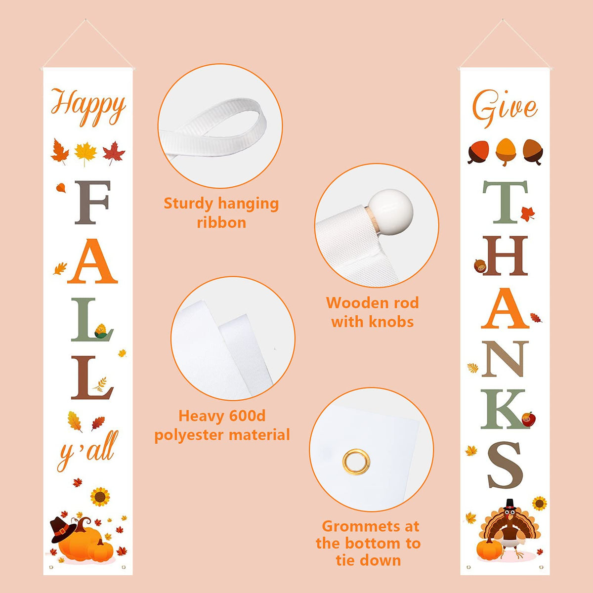 DAZONGE Halloween Porch Banners for Hanging Decorations Indoor Outdoor