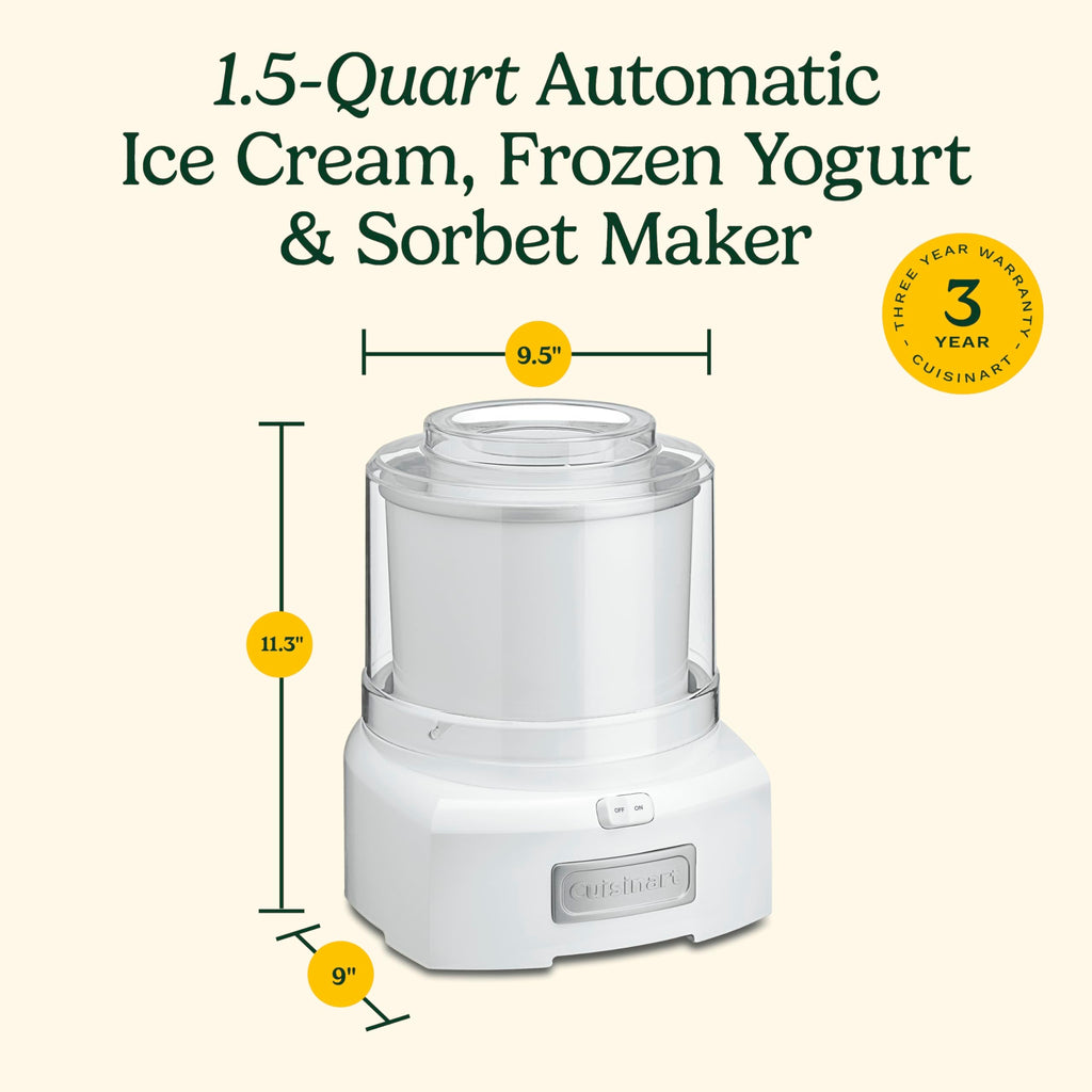 Cuisinart Ice Cream Maker Machine, Fully Automatic, 2 qt, ICE-30BCP1ES