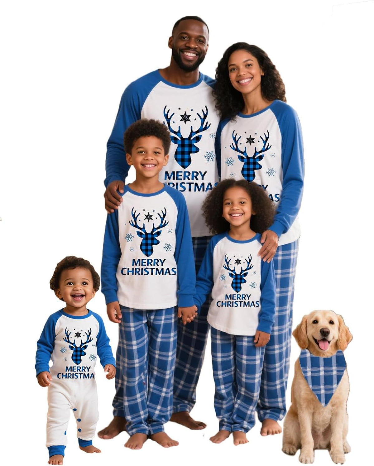 OAKFashion Christmas Family Pajamas Holiday Christma Pajama Family Matching Pjs Set Sleepwear Xmas Jammies