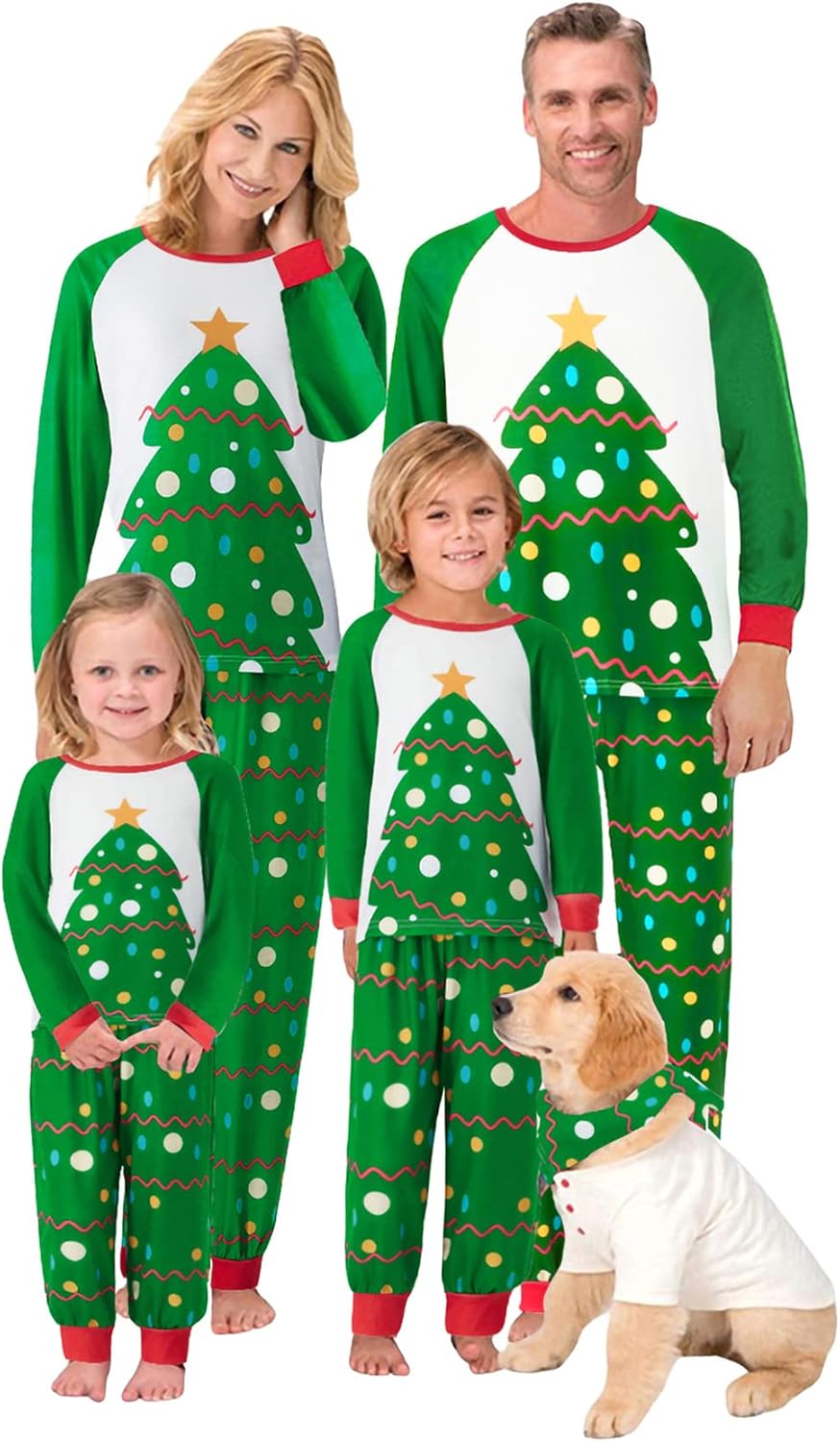 OAKFashion Christmas Family Pajamas Holiday Christma Pajama Family Matching Pjs Set Sleepwear Xmas Jammies
