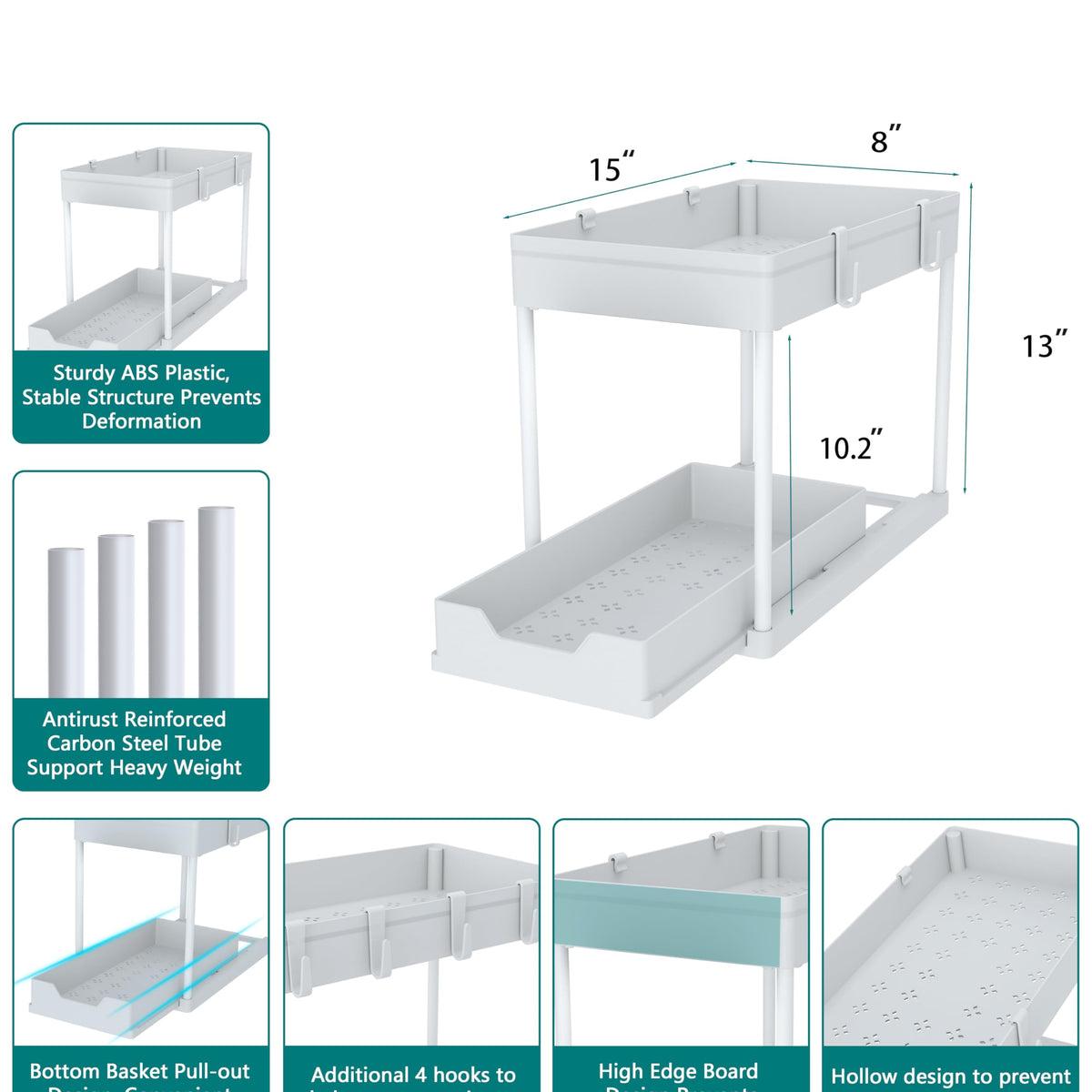 DEKAVA Under Sink Organizer 2 Pack, Bathroom Cabinet Organizer, 2 Tier Sliding Cabinet Basket Organizer Drawer, Multi-Purpose Bath Collection Baskets for Bathroom (Black)