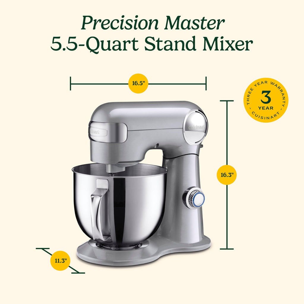 Cuisinart Stand Mixer, 12 Speed, 5.5 Quart Stainless Steel Bowl, Chef’s Whisk, Mixing Paddle, Dough Hook, Splash Guard w/ Pour Spout, Ruby Red, SM-50R, Manual