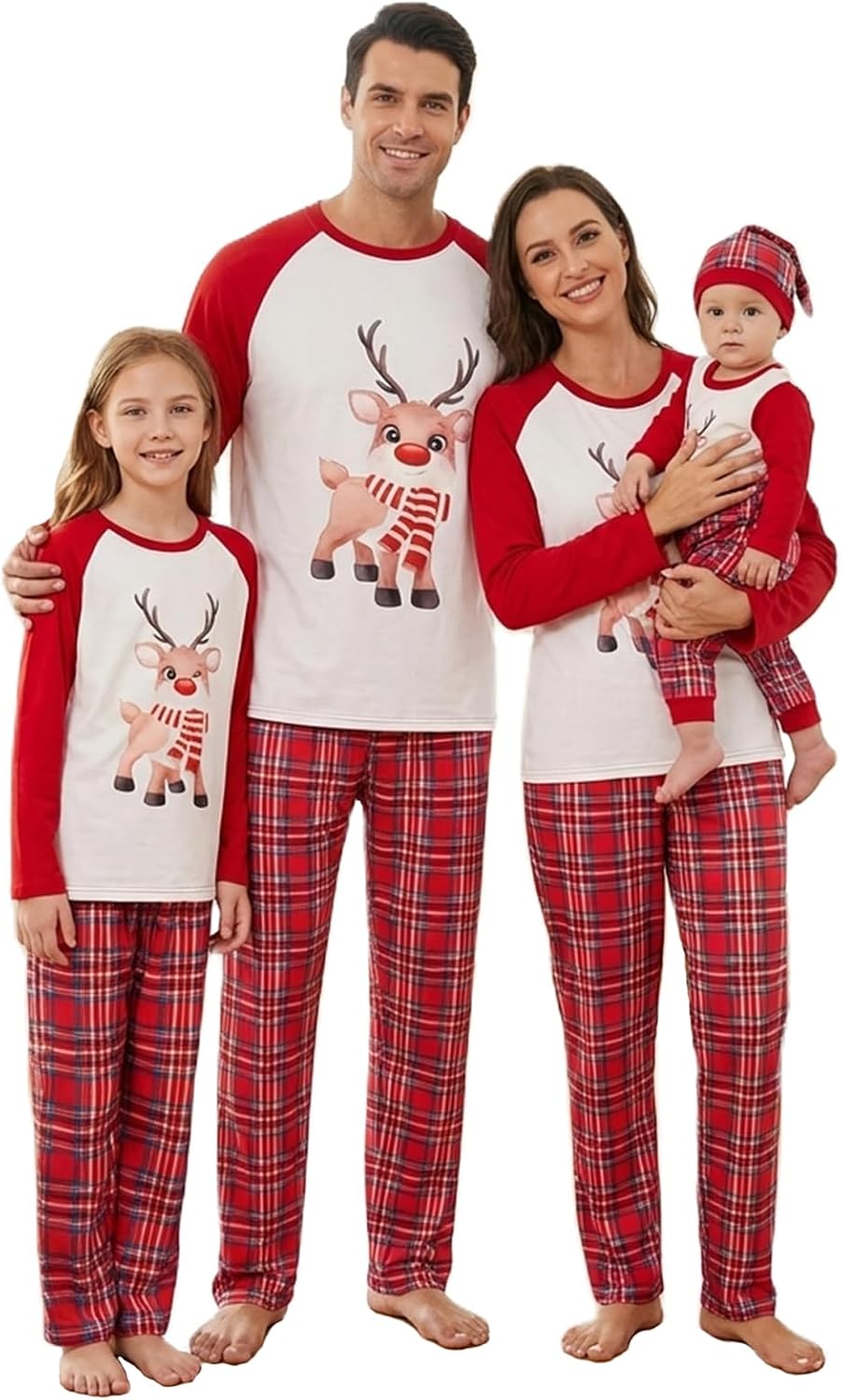 OAKFashion Christmas Family Pajamas Holiday Christma Pajama Family Matching Pjs Set Sleepwear Xmas Jammies