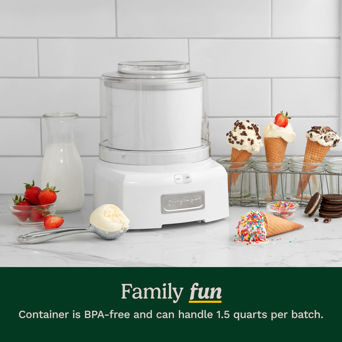 Cuisinart Ice Cream Maker Machine, Fully Automatic, 2 qt, ICE-30BCP1ES