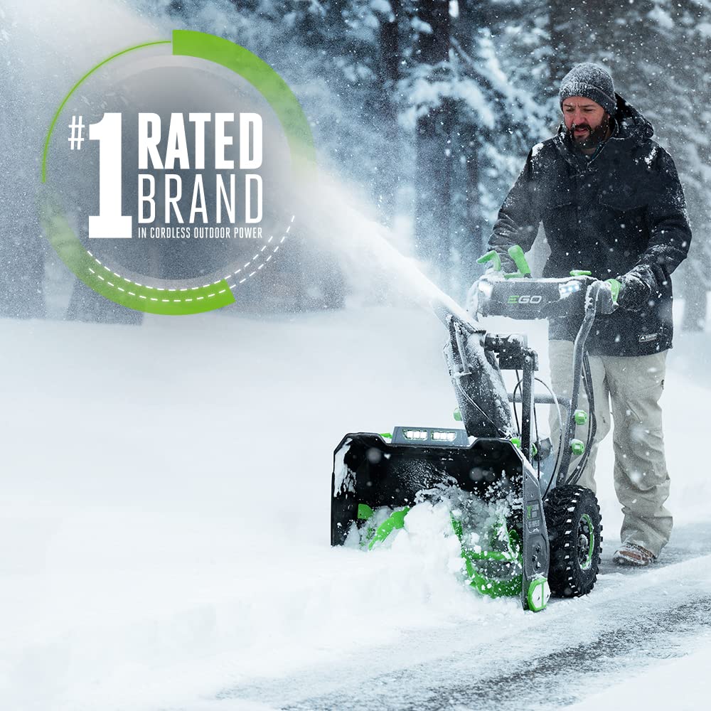 EGO Power+ 21" Electric Snow Blower, Gray/Black, Cordless Steel Auger, Includes (2) 56V 5.0Ah Batteries and Dual Port Charger, SNT2112