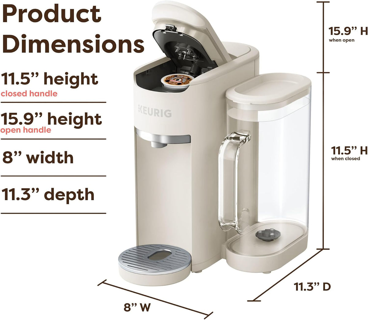 Keurig K-Supreme Gen 2, Hot and Iced Single Serve Coffee Maker, Warm Stone