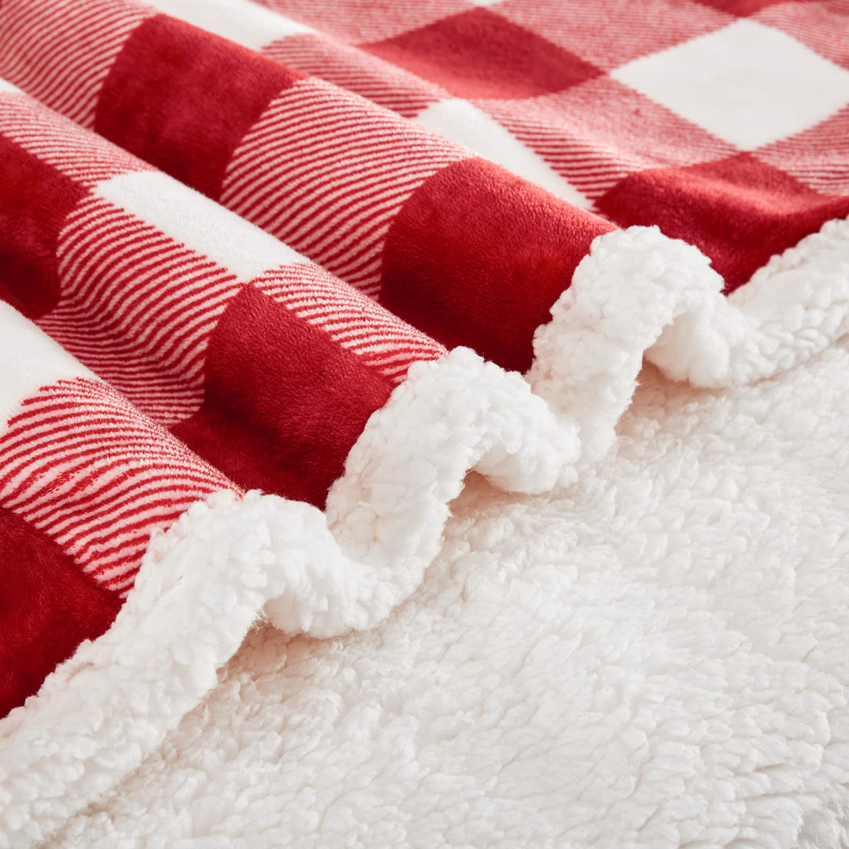 Touchat Sherpa Red and Black Buffalo Plaid Christmas Twin Blanket 60" X 70", Fuzzy Fluffy Soft Cozy Throw Blanket, Fleece Flannel Plush Microfiber Blanket for Couch Bed Sofa
