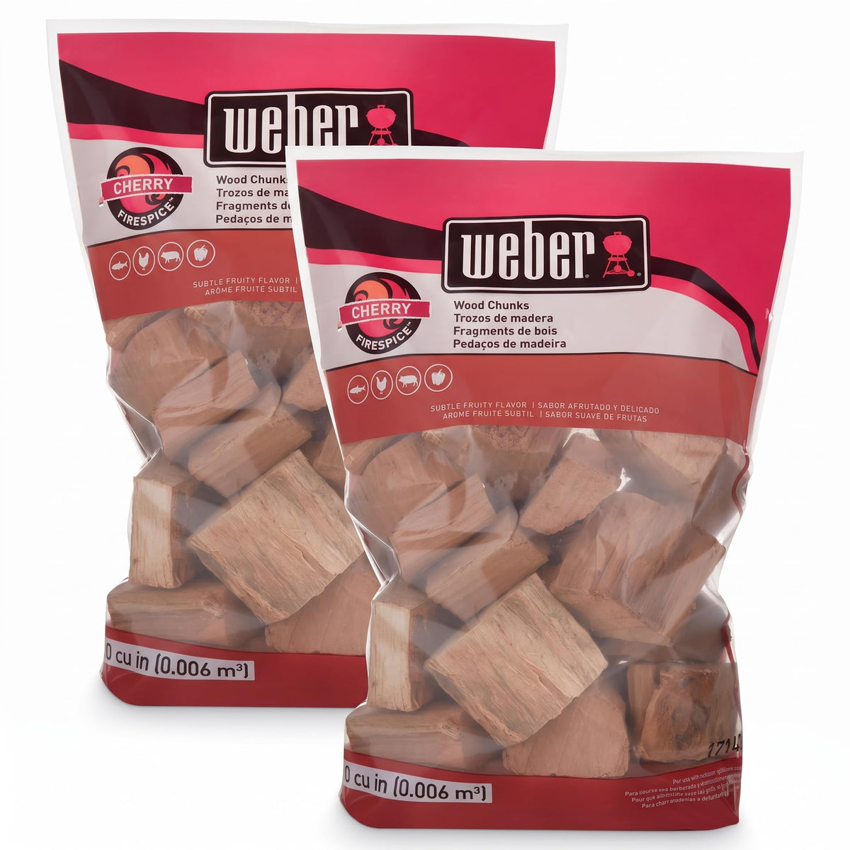 Weber® Cherry Wood Chunks, Outdoor Cooking Fuel, 4 lb