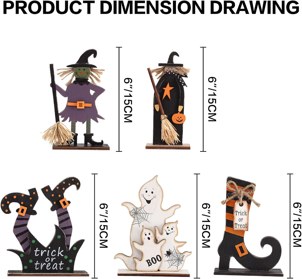 5PCS Halloween Witch/Ghost/Shoes Decoration for Indoor Home Table Decor