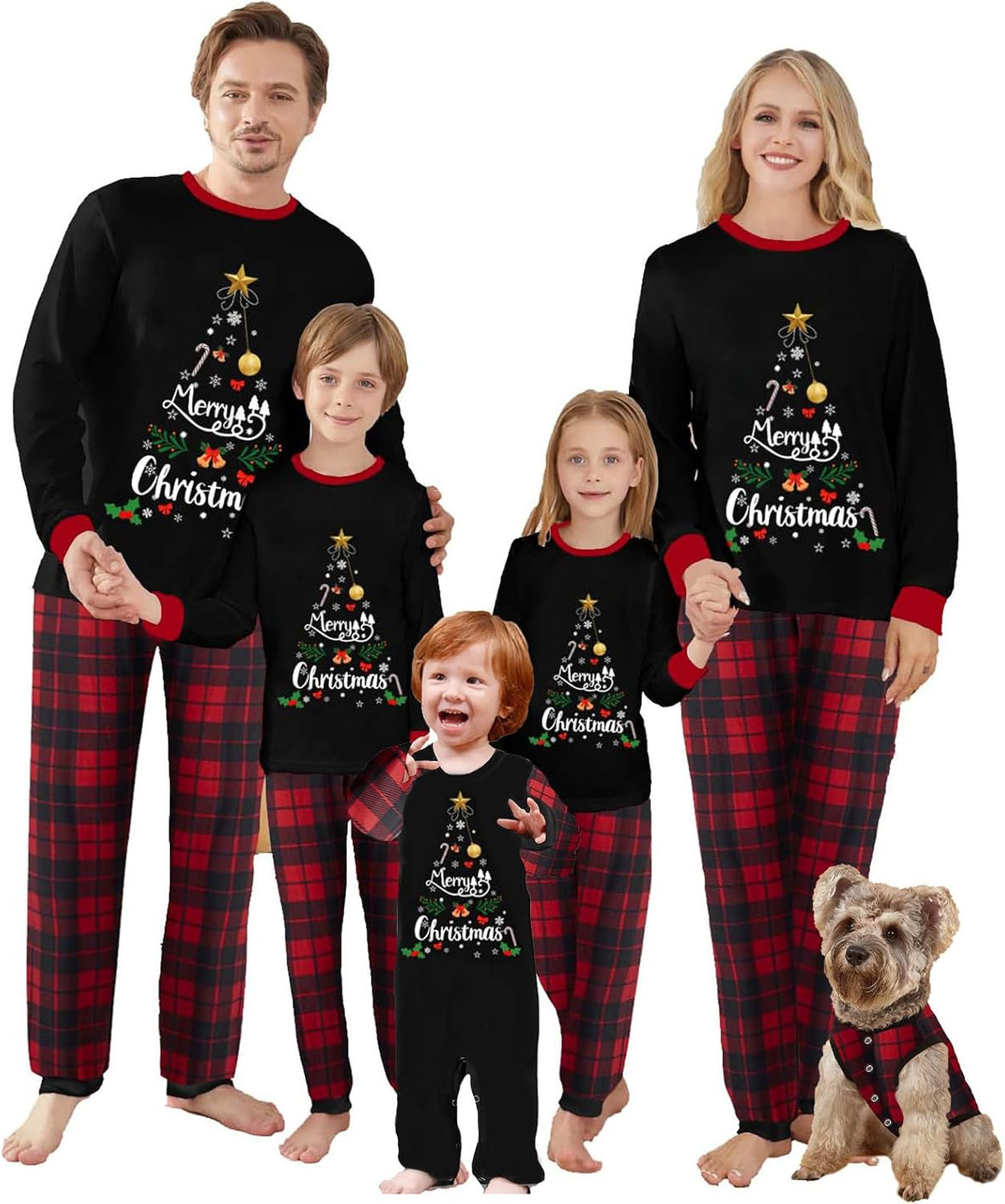 OAKFashion Christmas Family Pajamas Holiday Christma Pajama Family Matching Pjs Set Sleepwear Xmas Jammies