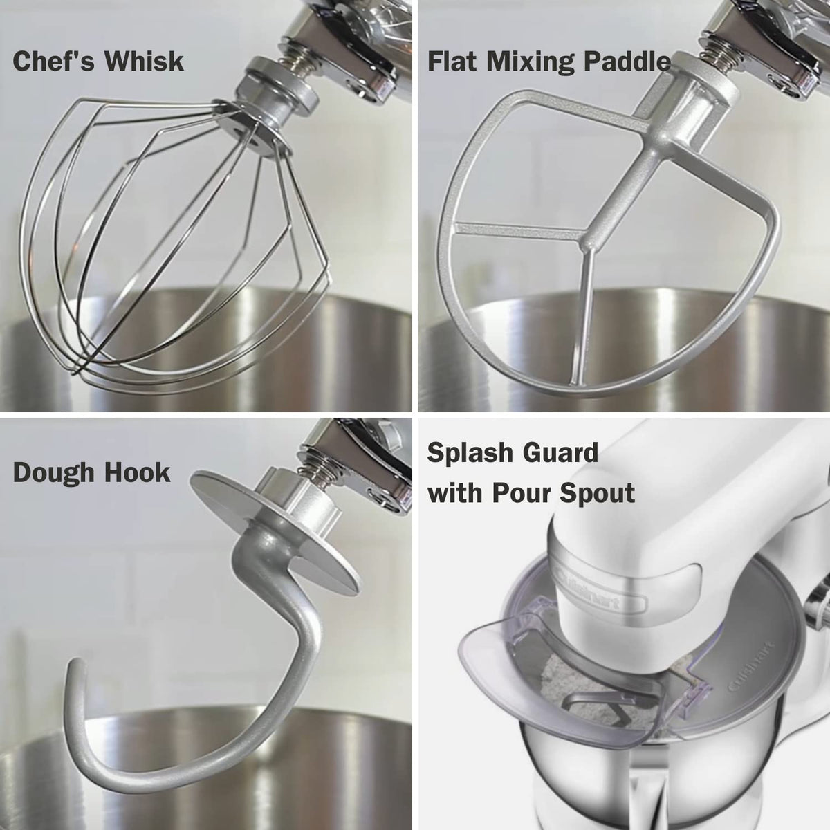 Cuisinart Stand Mixer, 12 Speed, 5.5 Quart Stainless Steel Bowl, Chef’s Whisk, Mixing Paddle, Dough Hook, Splash Guard w/ Pour Spout, Ruby Red, SM-50R, Manual