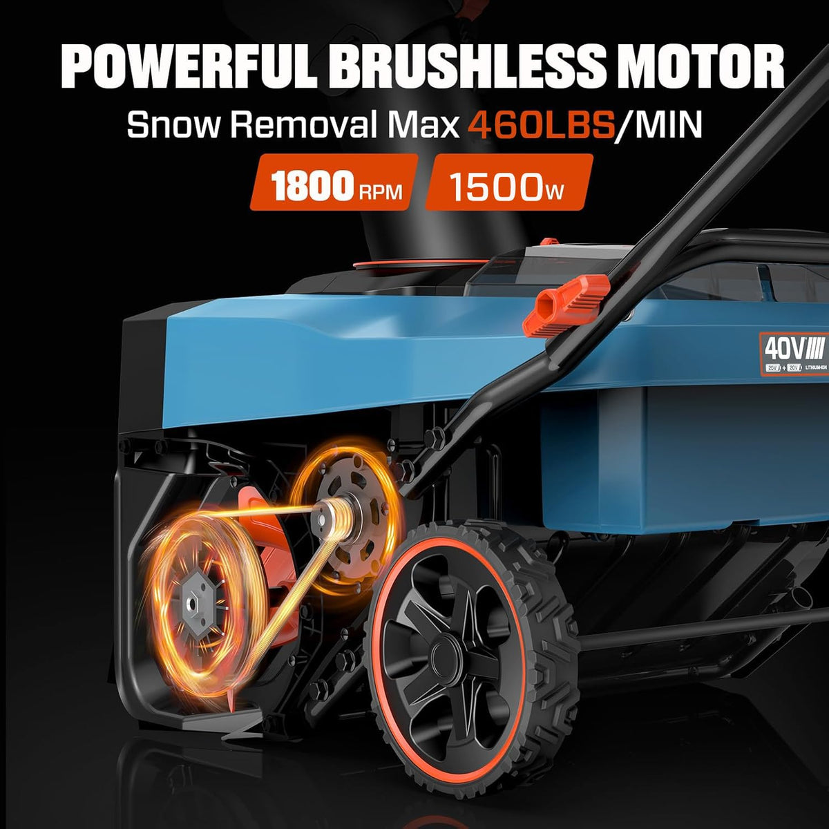 SENIX 40V 21-Inch Cordless Snow Blower with Variable-Speed Steel Auger