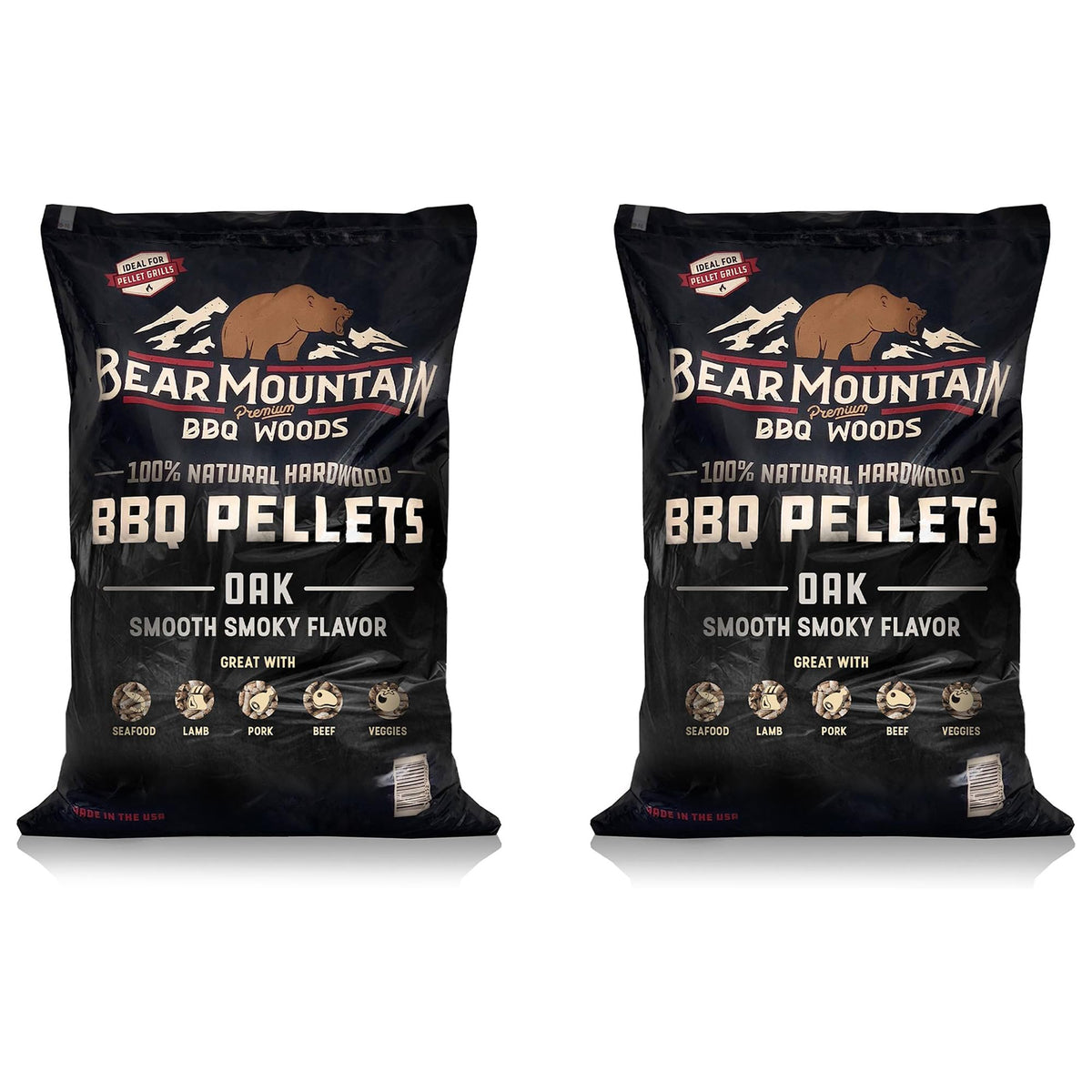Bear Mountain 2-Pack All Natural Wood Pellets for Smoker, Grill & BBQ, 20 Lbs, Cherry - Premium Hardwood Barbecue Pellets for Indoor and Outdoor Grilling