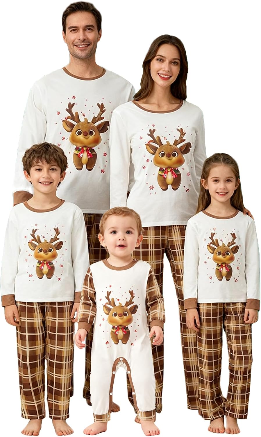 OAKFashion Christmas Family Pajamas Holiday Christma Pajama Family Matching Pjs Set Sleepwear Xmas Jammies