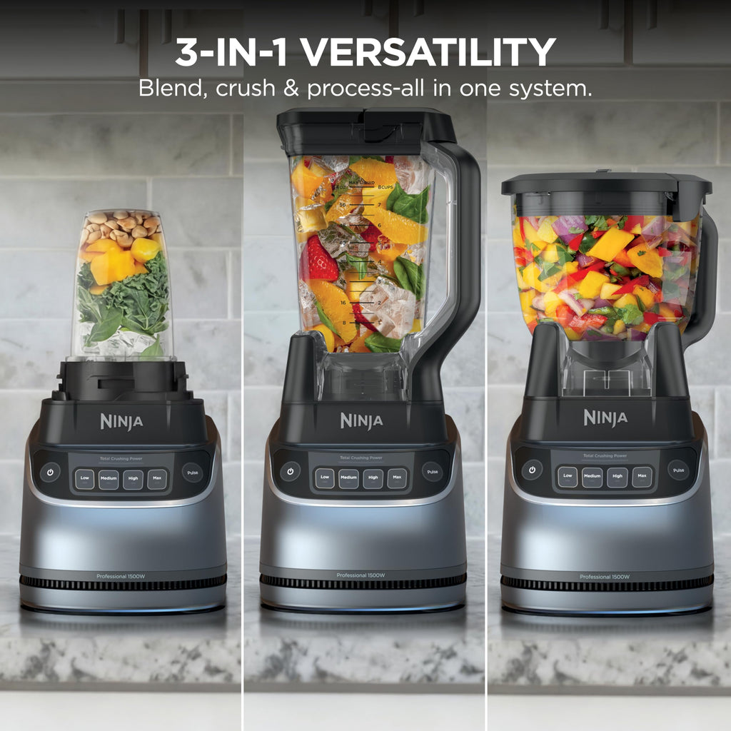 Ninja Kitchen System Pro, 1500W, 72oz Pitcher, 8-Cup, Black, BL770