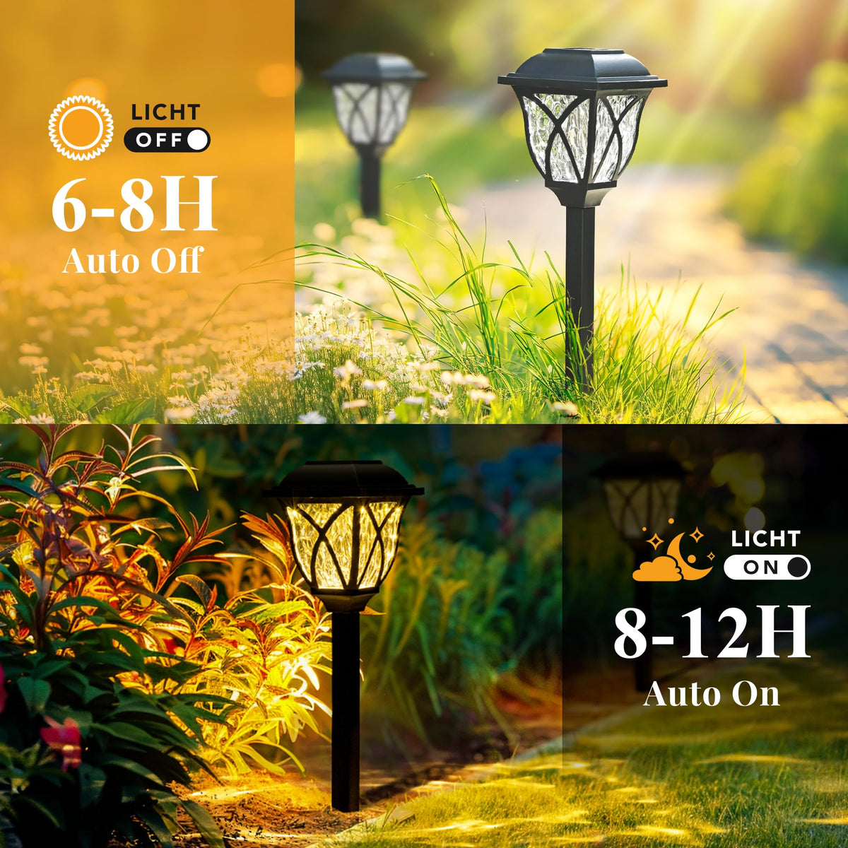 GIGALUMI 6 Pack Solar Lights Outdoor Waterproof, LED Solar Garden Lights