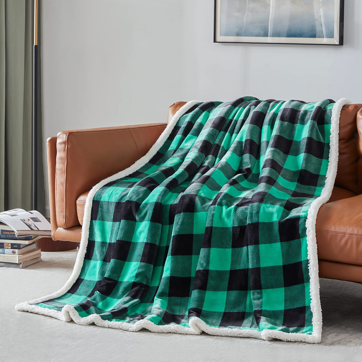 Touchat Sherpa Red and Black Buffalo Plaid Christmas Twin Blanket 60" X 70", Fuzzy Fluffy Soft Cozy Throw Blanket, Fleece Flannel Plush Microfiber Blanket for Couch Bed Sofa
