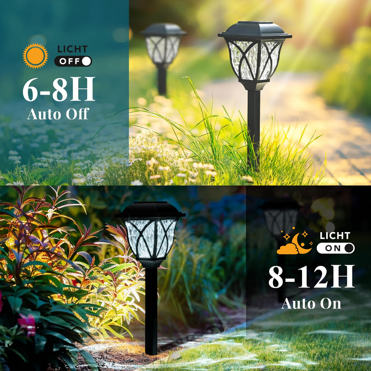 GIGALUMI 6 Pack Solar Lights Outdoor Waterproof, LED Solar Garden Lights