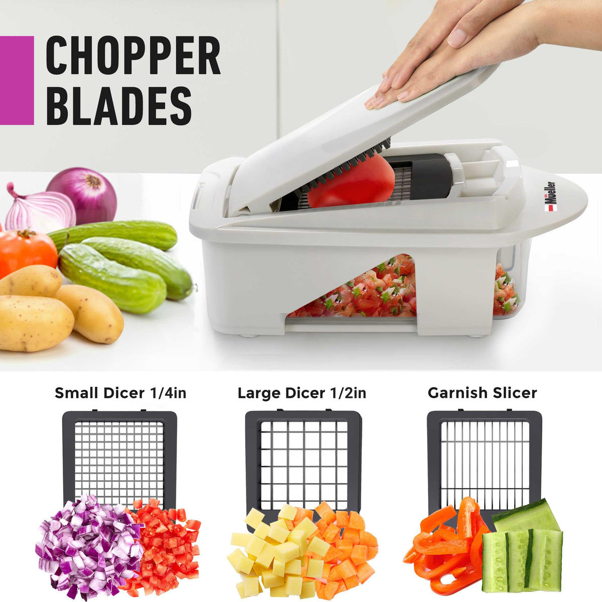 Mueller The Real Original Pro Vegetable Chopper & Mandoline Slicer, 10-in-1