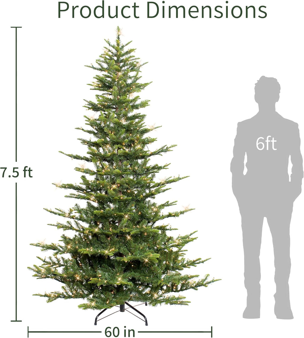 Puleo International 7.5ft Pre-Lit Aspen Fir Artificial Christmas Tree