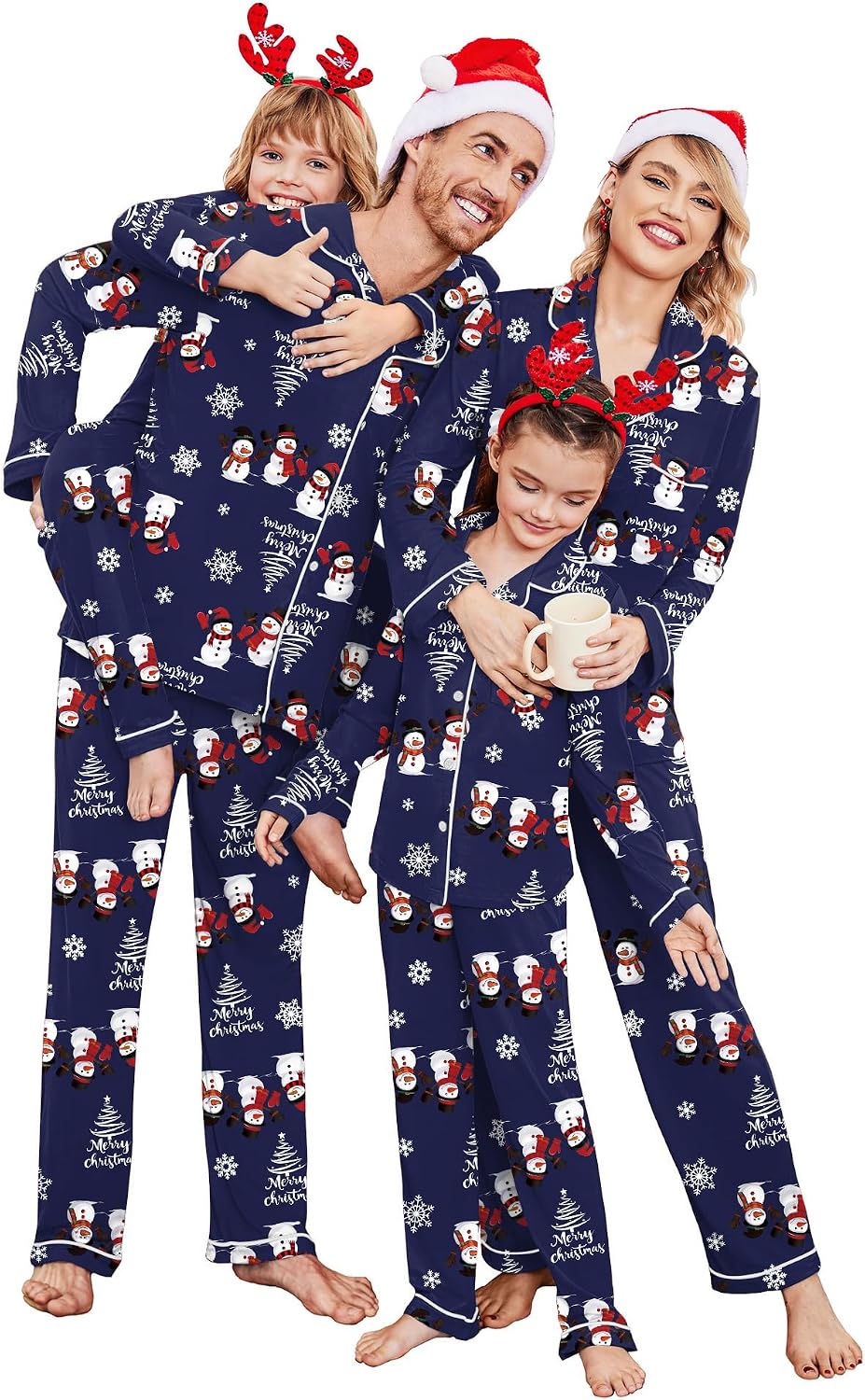 Ekouaer Christmas Family Matching Pajamas Long Sleeve Button Down Pj Set