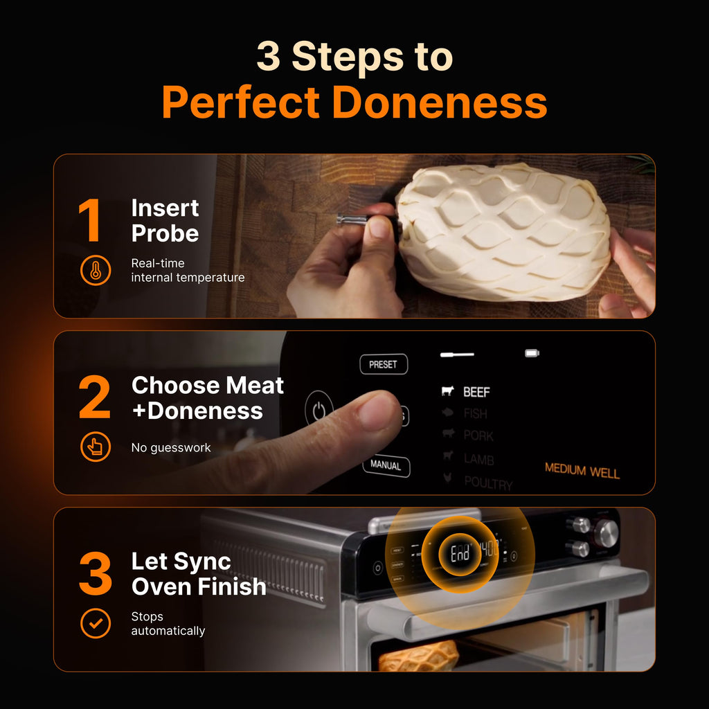 Typhur Sync Air Fryer Oven, Smart AI Wireless Probe, 360° Turbo Convection