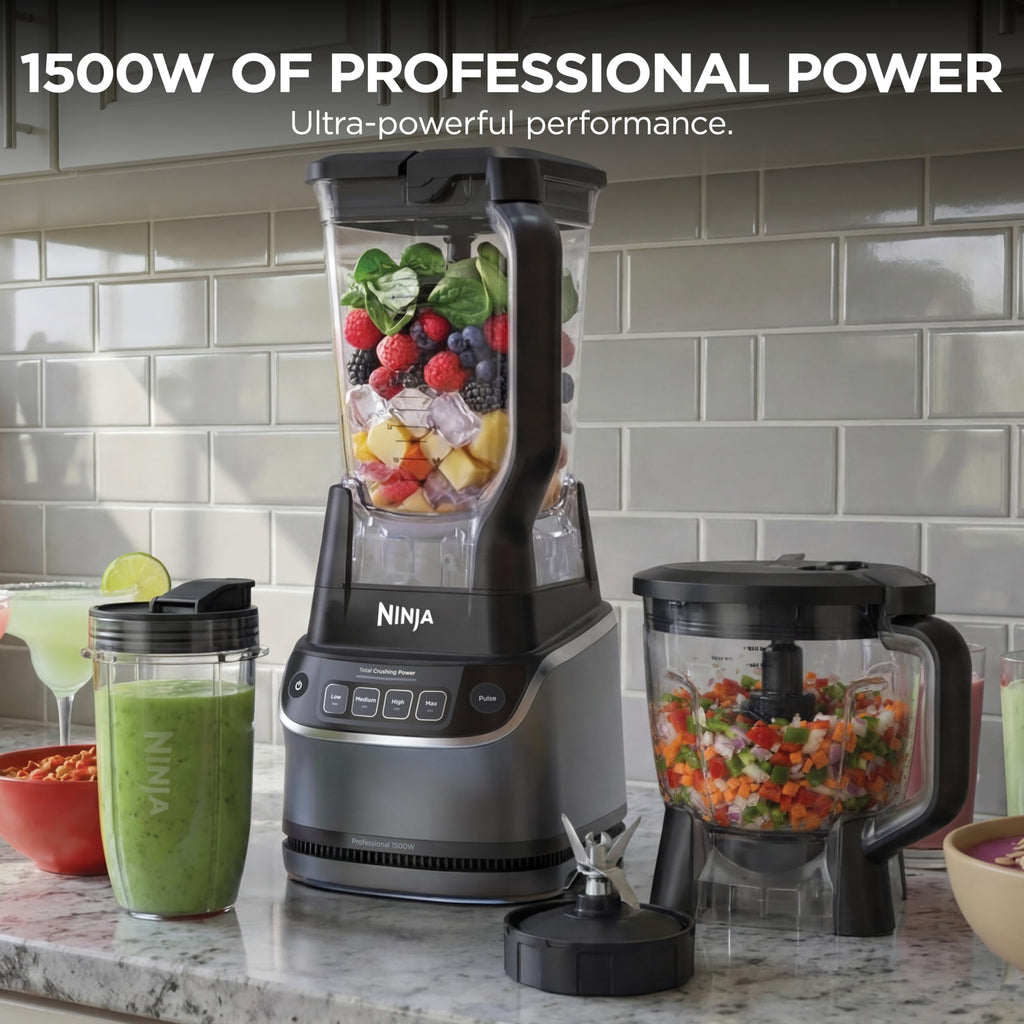 Ninja Kitchen System Pro, 1500W, 72oz Pitcher, 8-Cup, Black, BL770