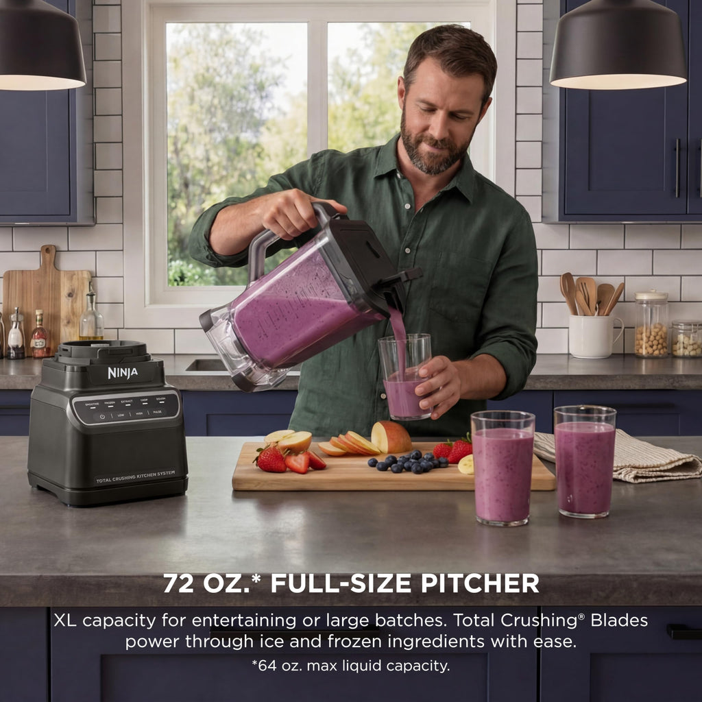 Ninja Kitchen System Pro, 1500W, 72oz Pitcher, 8-Cup, Black, BL770