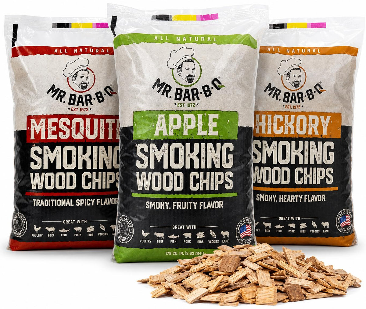 Mr. Bar-B-Q Apple Wood Smoker Chips, 100% Natural Flavor, 1.8 Lb Bag