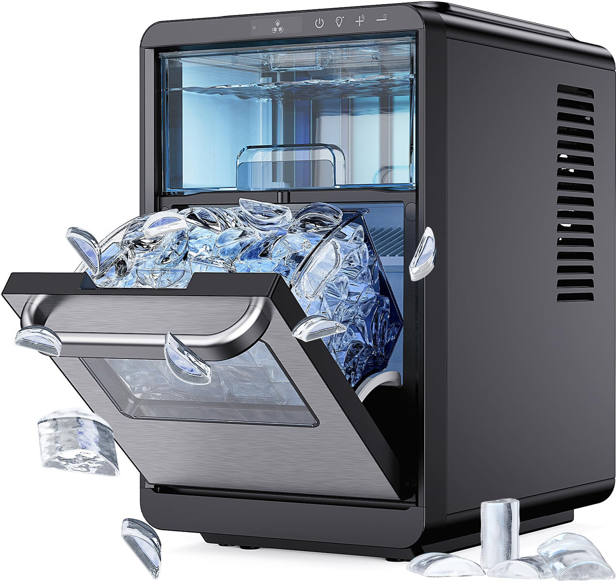 Silonn Ice Maker Countertop, Portable Ice Machine with Carry Handle, Self-Cleaning Ice Makers with Basket and Scoop, 9 Cubes in 6 Mins, 26 lbs per Day, Ideal for Home, Kitchen, Camping, RV